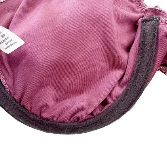 NWT Sanctuary Underwire Purple Micro Garden Shirred Ruffle Bikini Top Size M - Picture 8 of 10